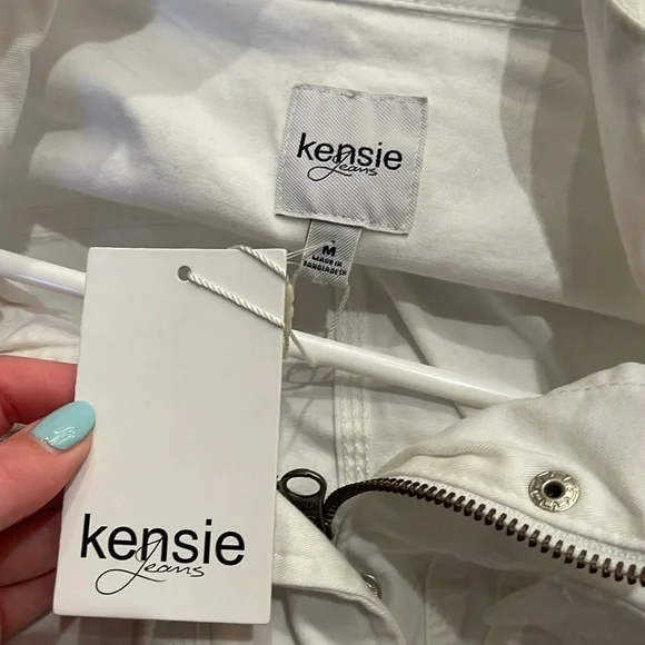 NWT Kensie Lightweight Zip Up White Utility Jacket Medium - Picture 9 of 11